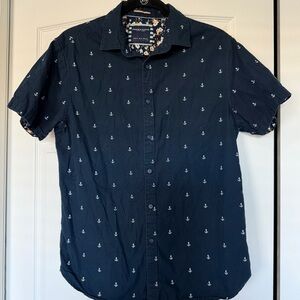 Denim & Flower Dark Blue Anchor Print Men's Shirt